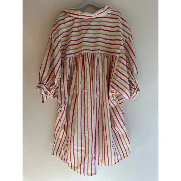 Pilcro Oversized Pink 100% Cotton Painter Striped Buttondown Shirt Medium - Picture 5 of 7